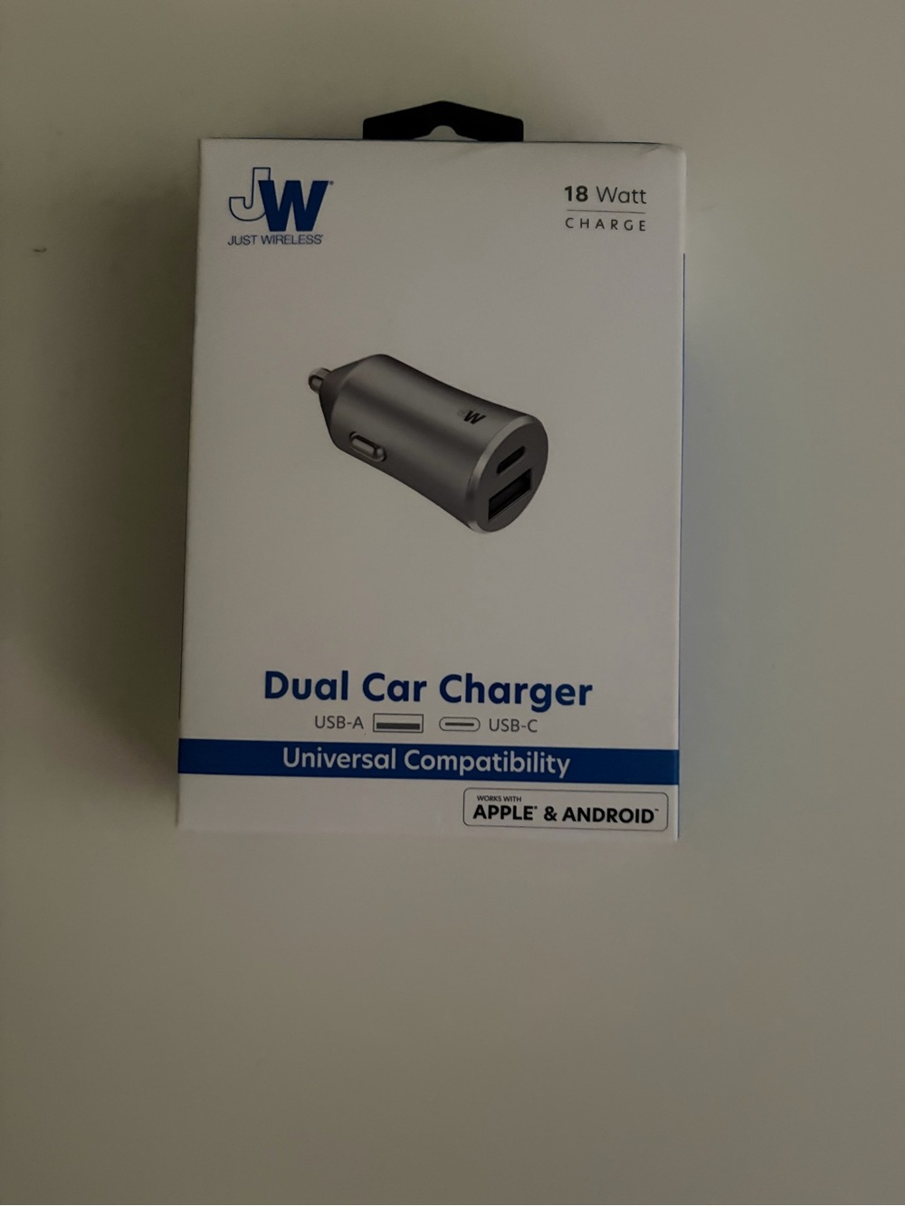 Dual Car Charger - Silver - 18W USB-A & USB-C